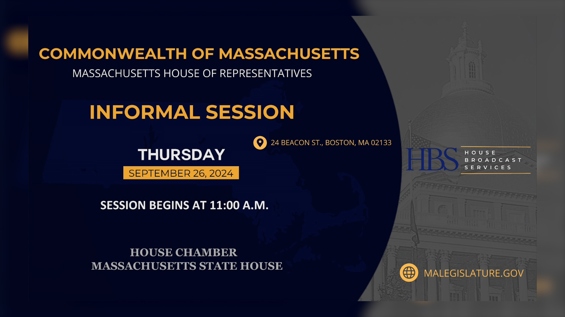 Thumbnail image for MA House of Representatives Informal Session: 9/26/2024