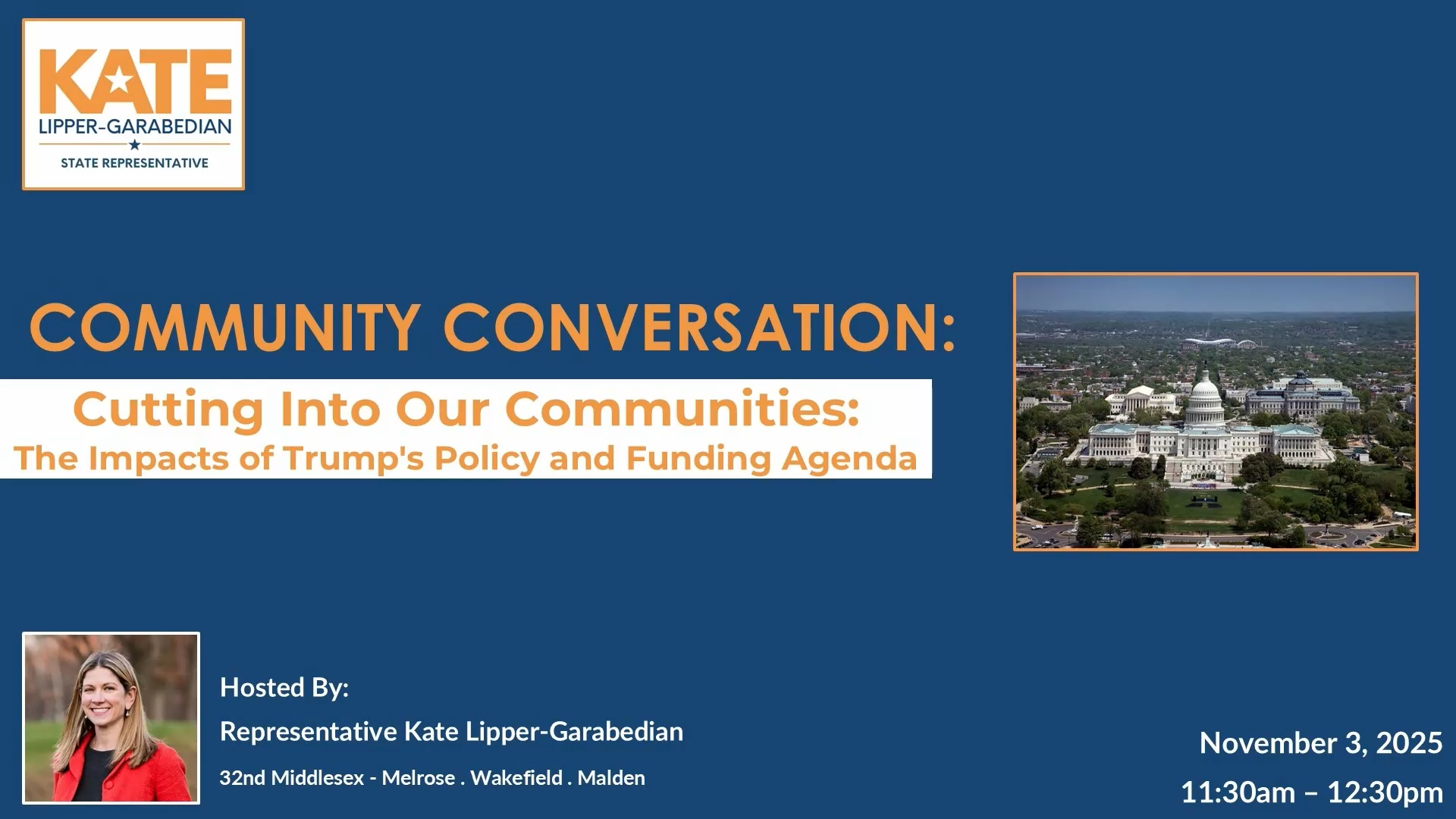 Community Conversation on the Impacts of Trump's Policy and Funding Agenda with Rep. Kate Lipper-Garabedian: 11/3/2025
