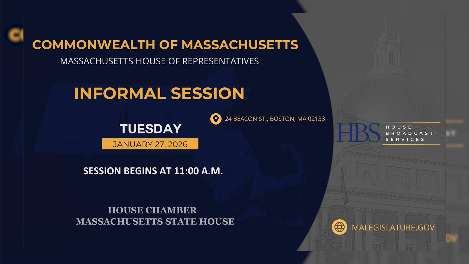 Thumbnail image for MA House of Representatives Informal Session: 1/27/2026