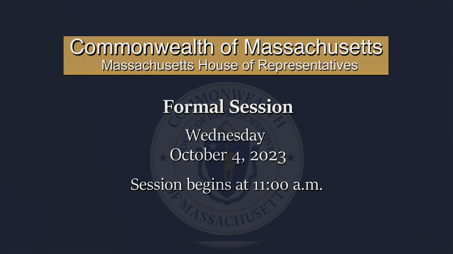 Thumbnail image for MA House of Representatives Formal Session: 10/4/2023