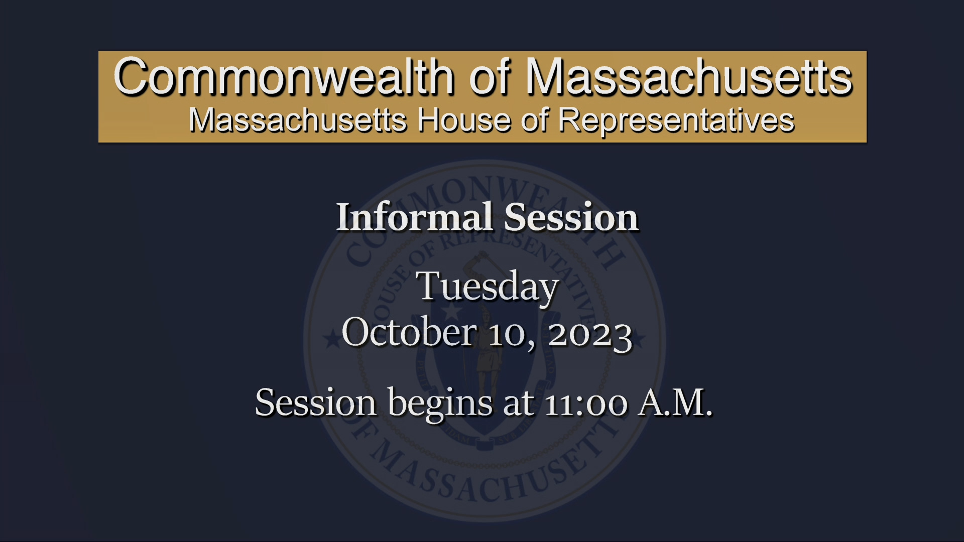Thumbnail image for MA House of Representatives Informal Session: 10/10/2023