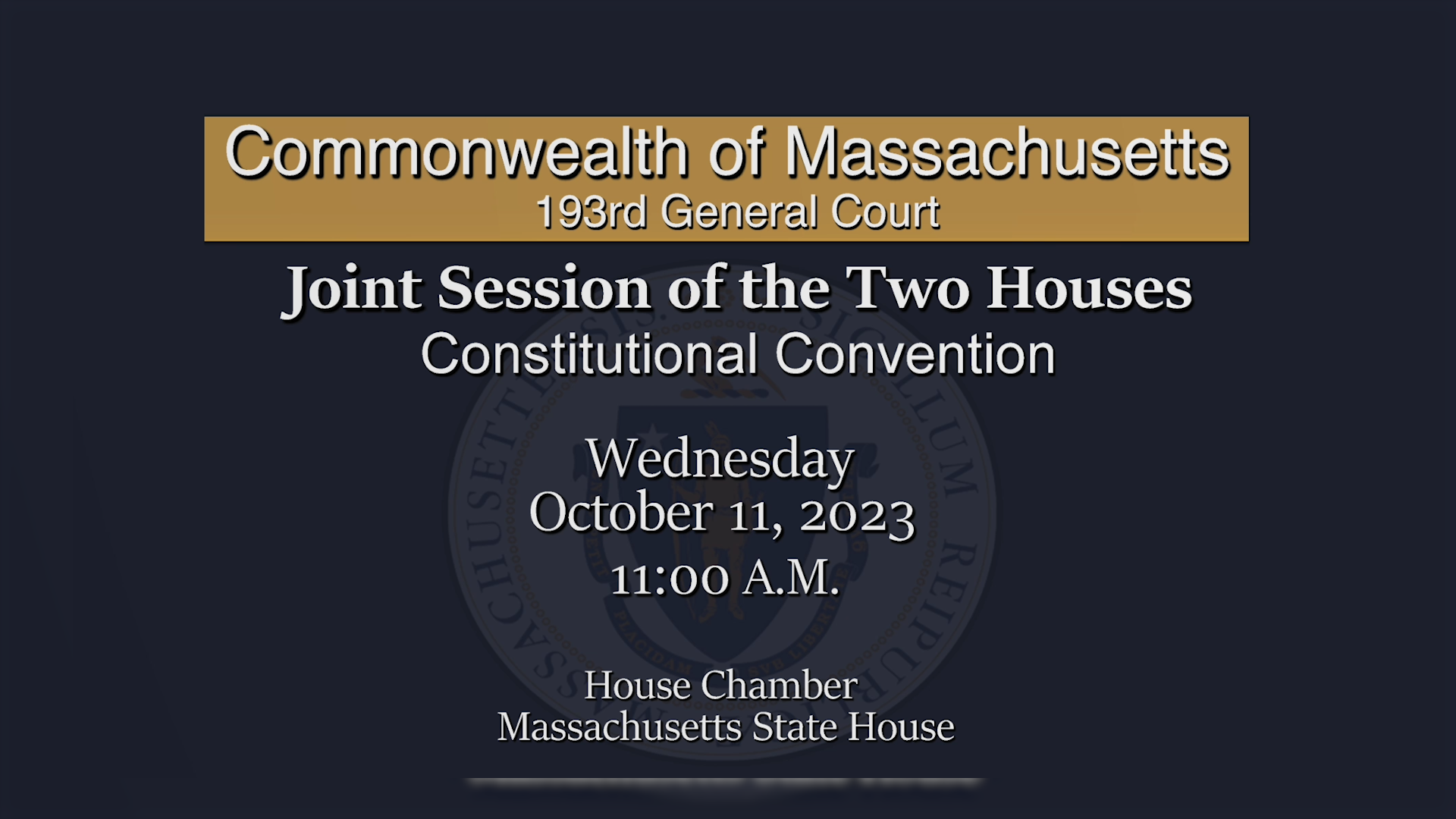 Thumbnail image for MA Joint Session of the Two Houses: 10/11/2023