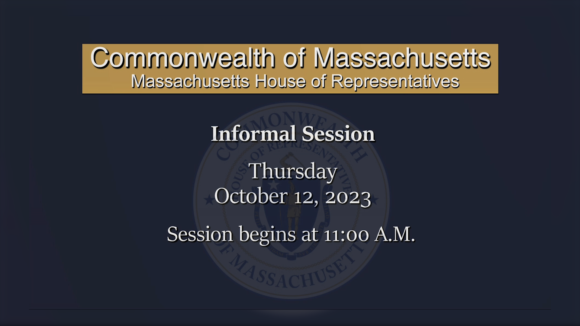 Thumbnail image for MA House of Representatives Informal Session: 10/12/2023
