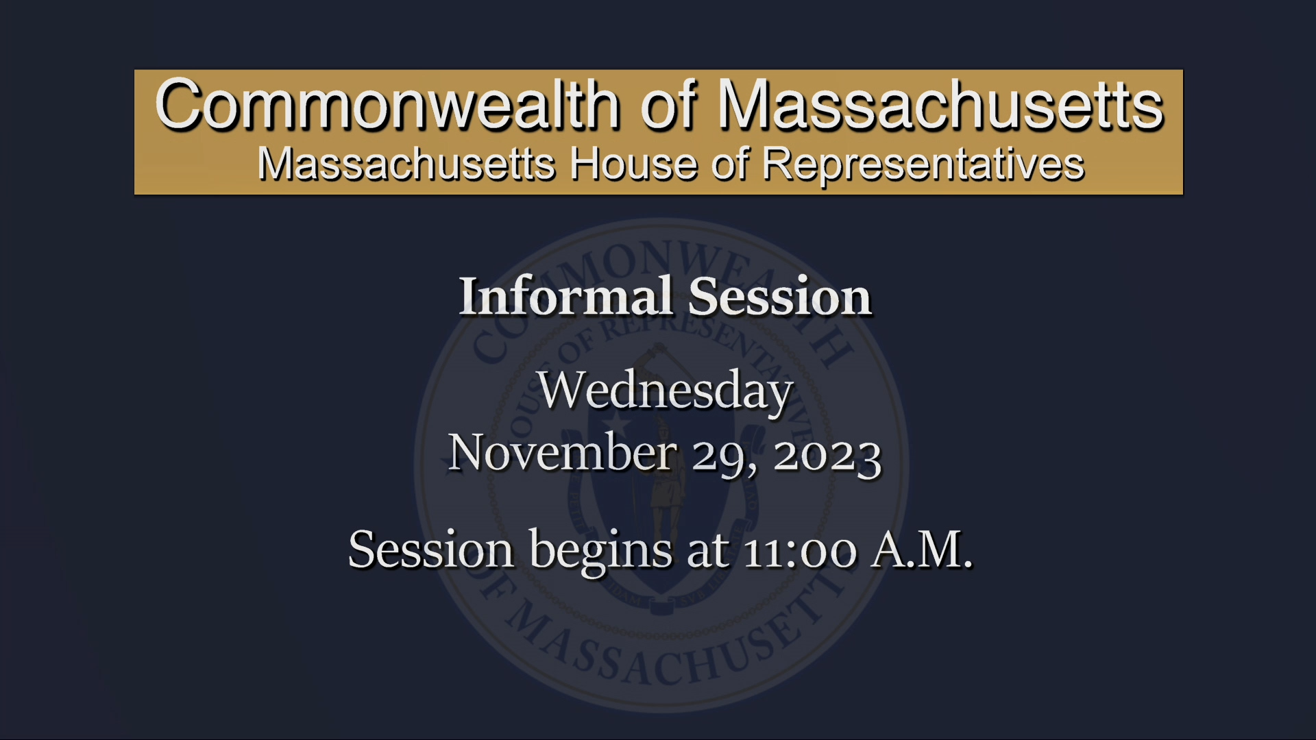 Thumbnail image for MA House of Representatives Informal Session: 11/29/2023