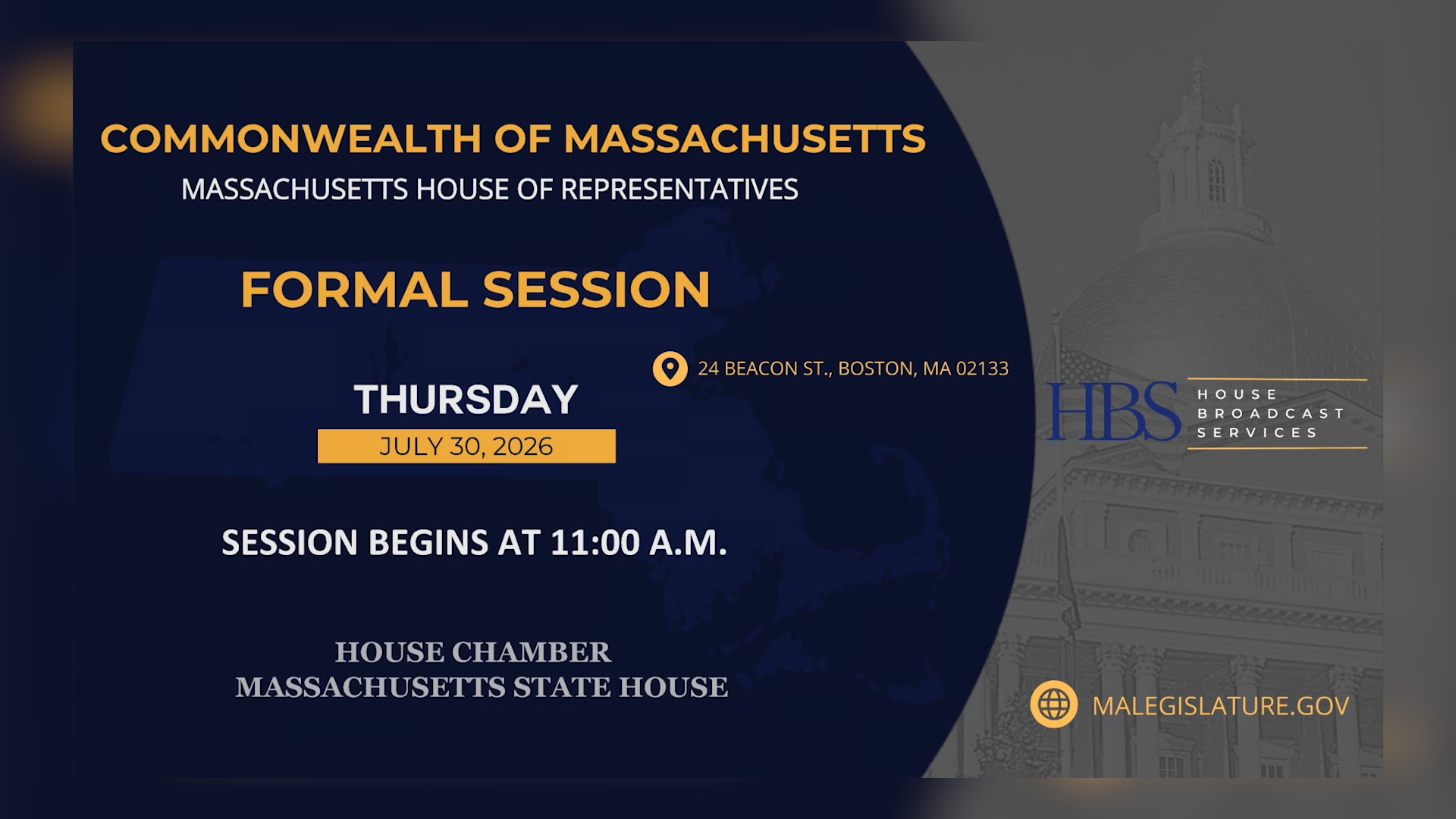 Thumbnail image for MA House of Representatives Formal Session: 7/30/2026