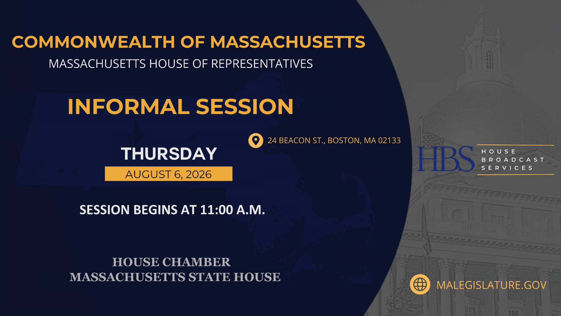 Thumbnail image for MA House of Representatives Informal Session: 8/6/2026