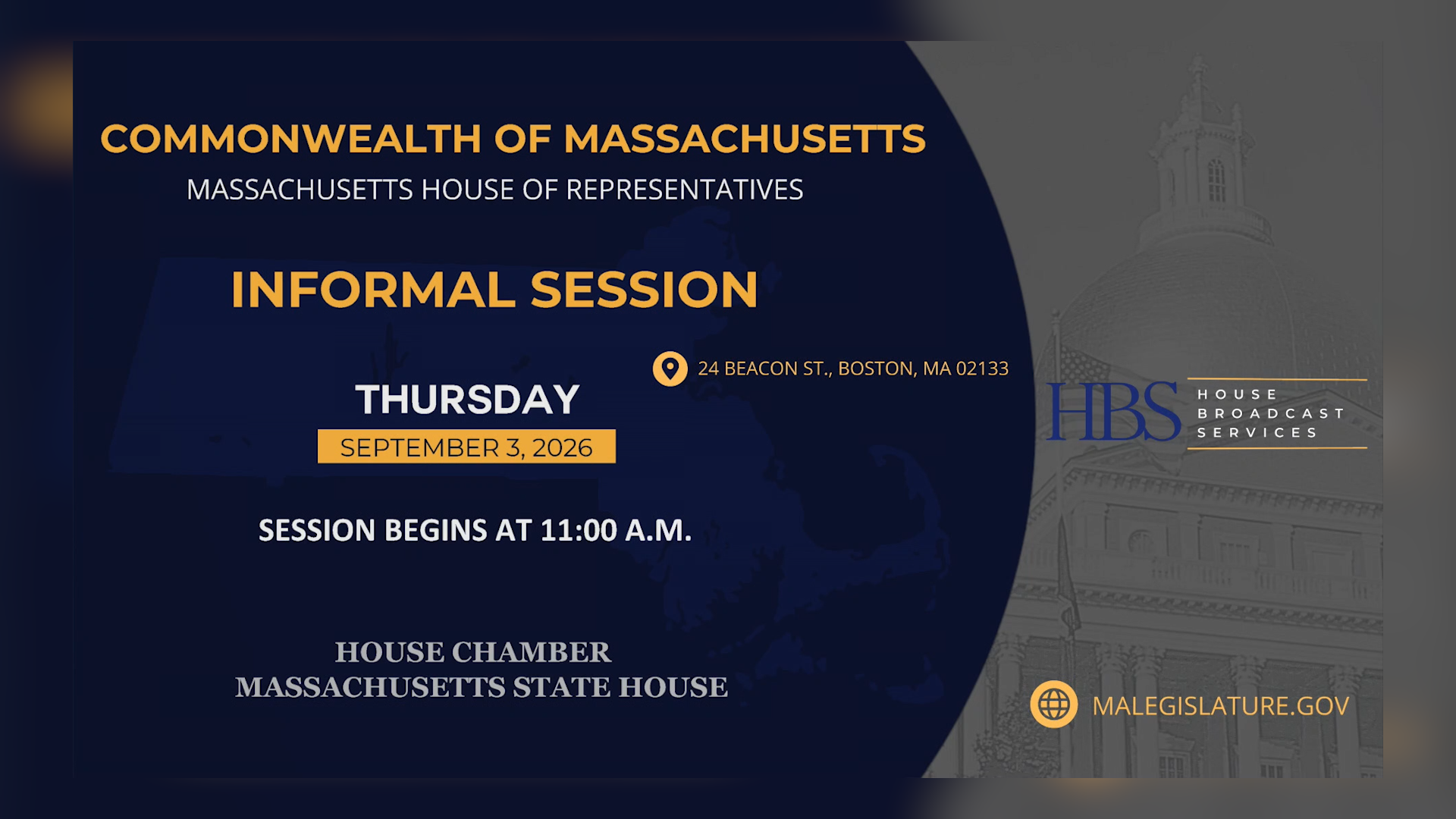 Thumbnail image for MA House of Representatives Informal Session: 9/3/2026