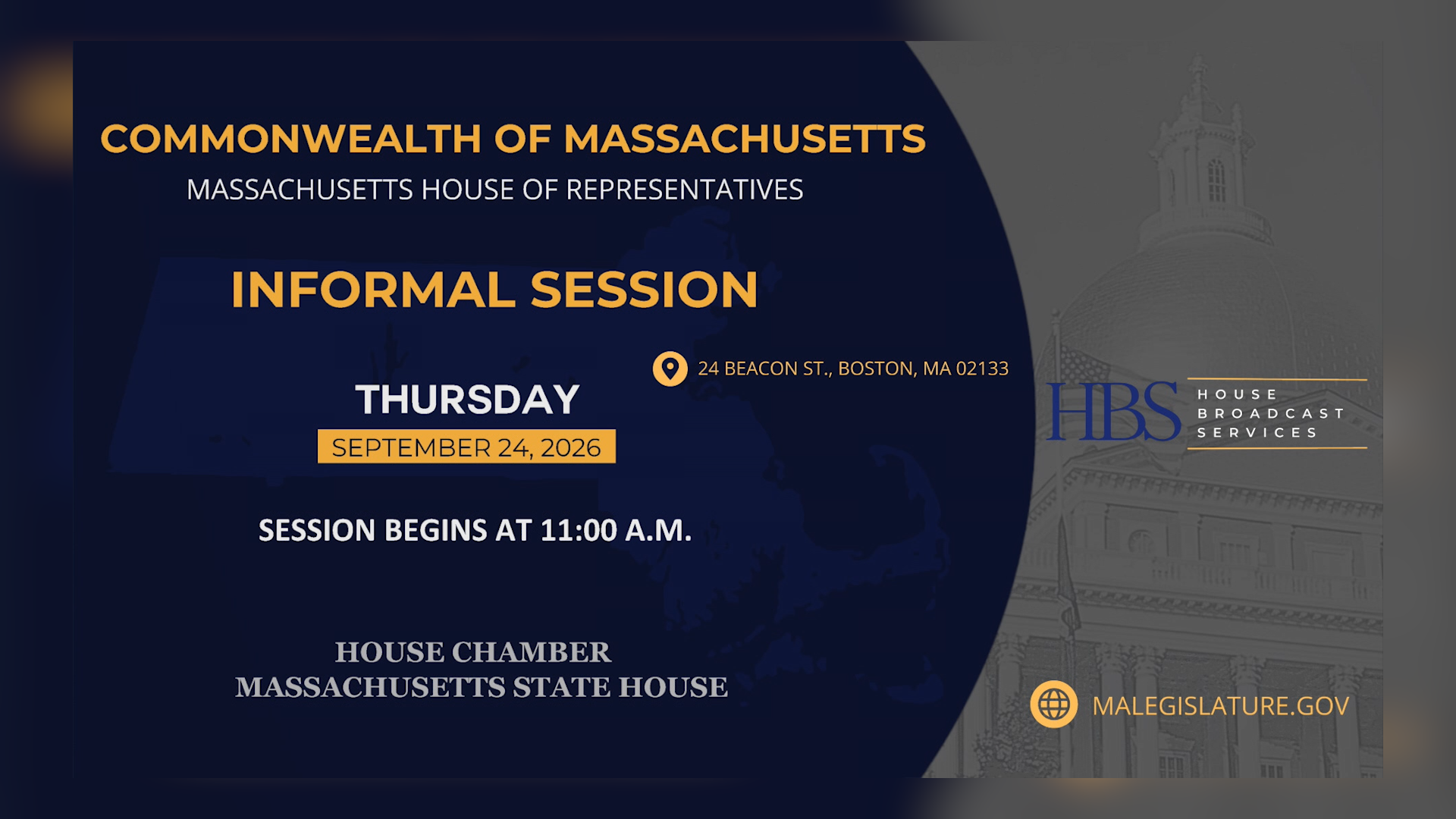 Thumbnail image for MA House of Representatives Informal Session: 9/24/2026